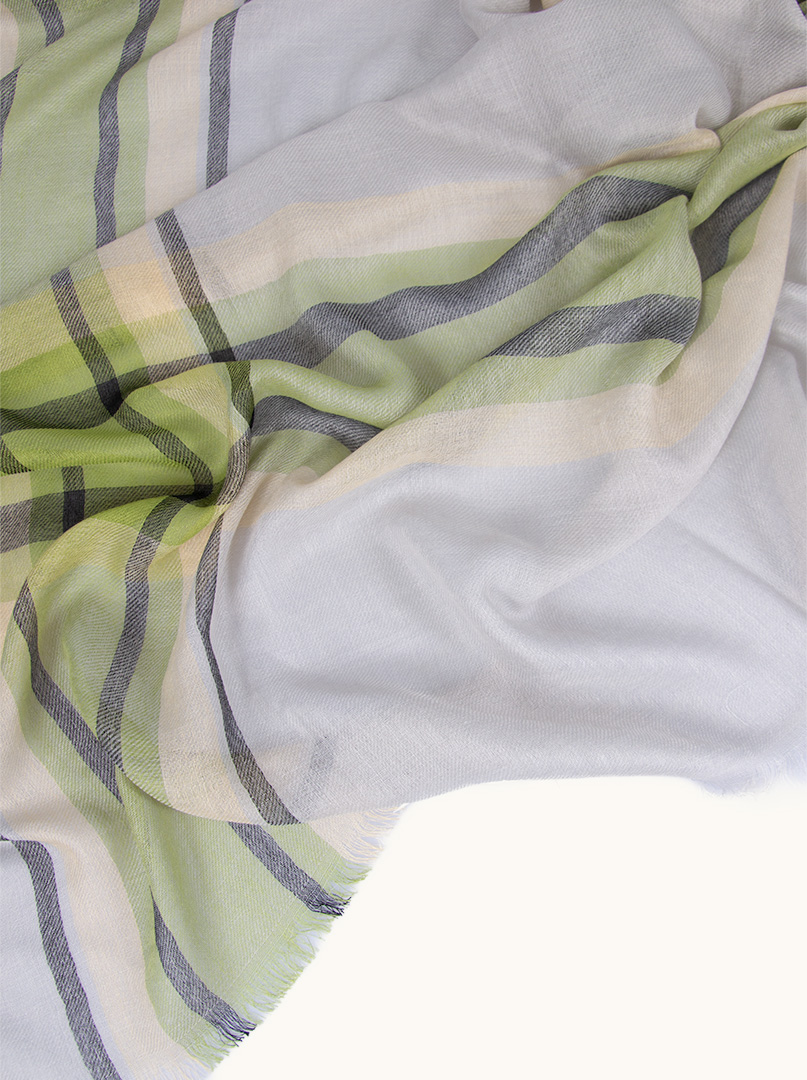 Lightweight gray-green striped shawl 70 cm x 180 cm image 4