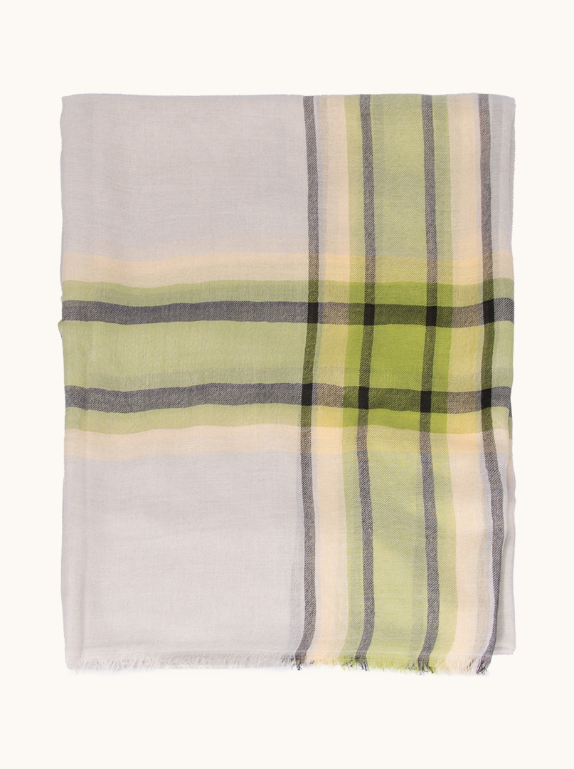 Lightweight gray-green striped shawl 70 cm x 180 cm image 2