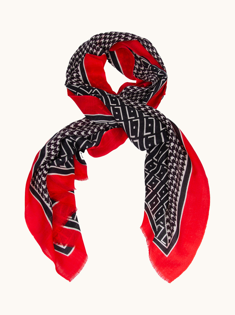 Pepeta scarf with red border 100% wool 70 cm x 180 cm image 1