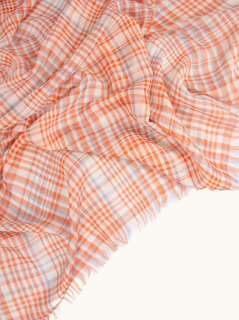 Lightweight shawl in orange check 70 cm x 180 cm image 4