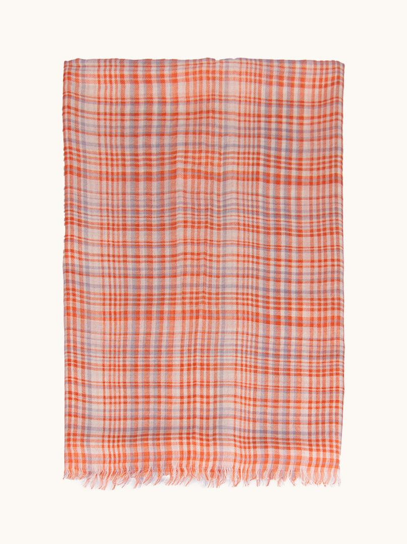 Lightweight shawl in orange check 70 cm x 180 cm image 3