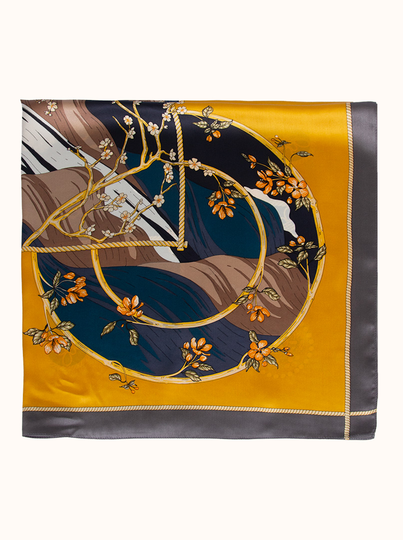 Silk scarf with a floral motif, 90 cm x 90 cm image 3