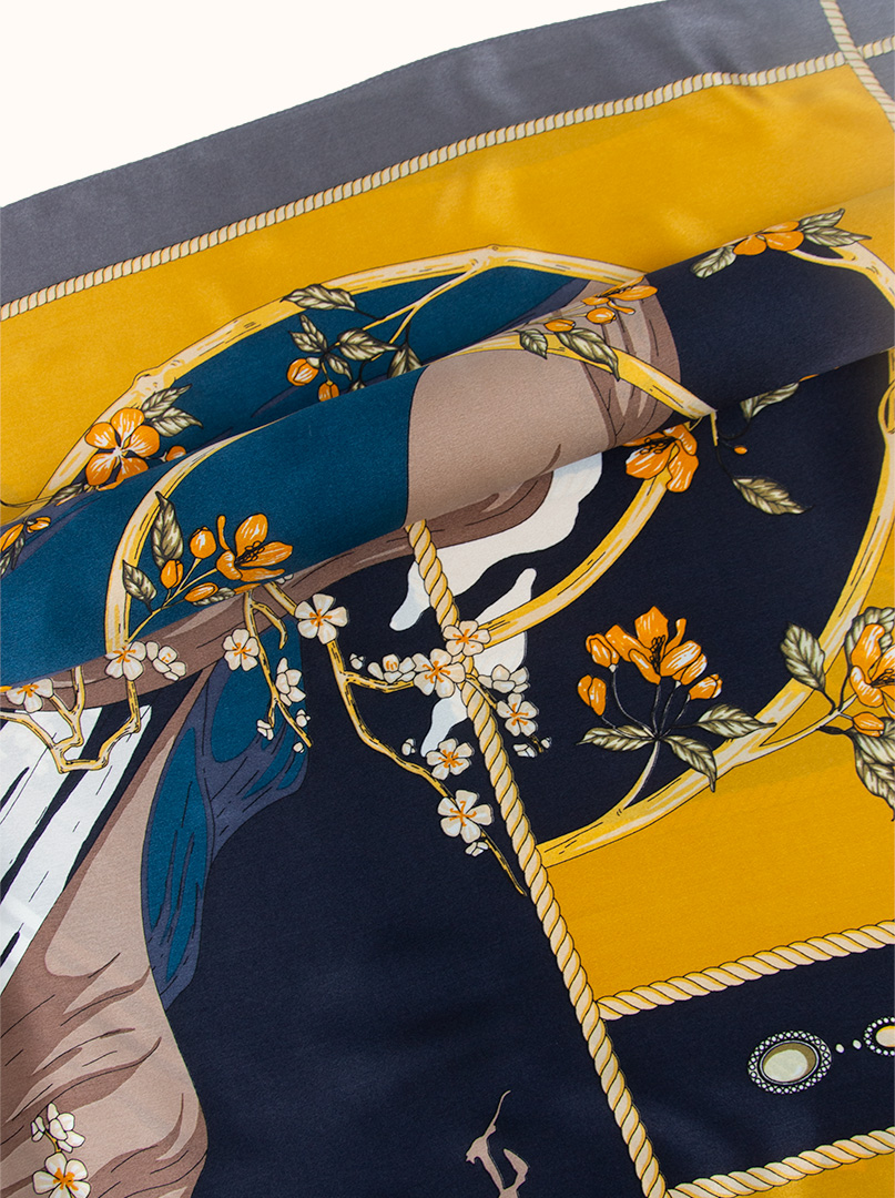 Silk scarf with a floral motif, 90 cm x 90 cm image 4