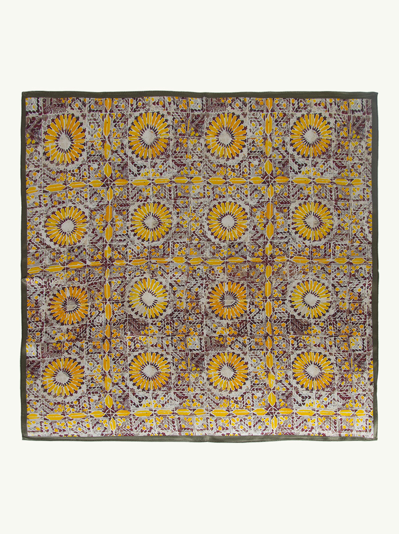 Silk scarf with yellow flower motif  70 cm x 70 cm image 4