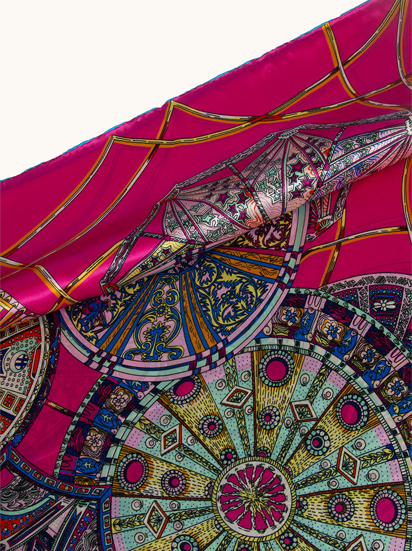 Duża chusta jedwabna wielokolorowa w orientalne wzory 110 cm x 110 cm zdjęcie 4