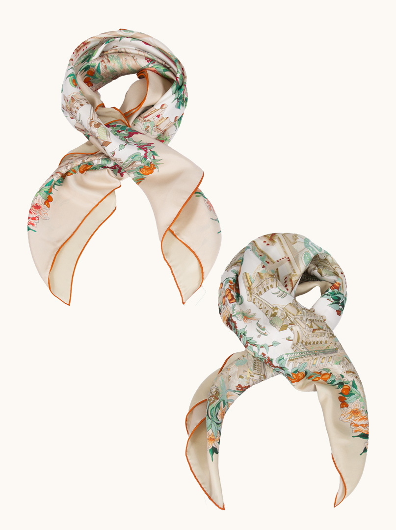 Thick silk scarf hand hemmed city motif 90 cm x 90 cm image 4