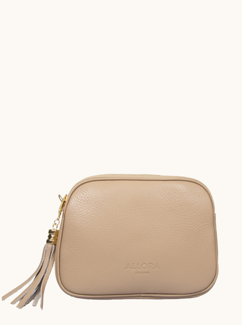Small handbag ALLORA beige natural leather 17 cm x 23 cm PREMIUM image 1