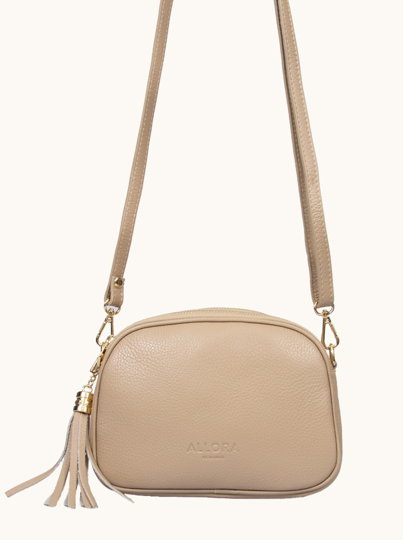 Small handbag ALLORA beige natural leather 17 cm x 23 cm PREMIUM image 2