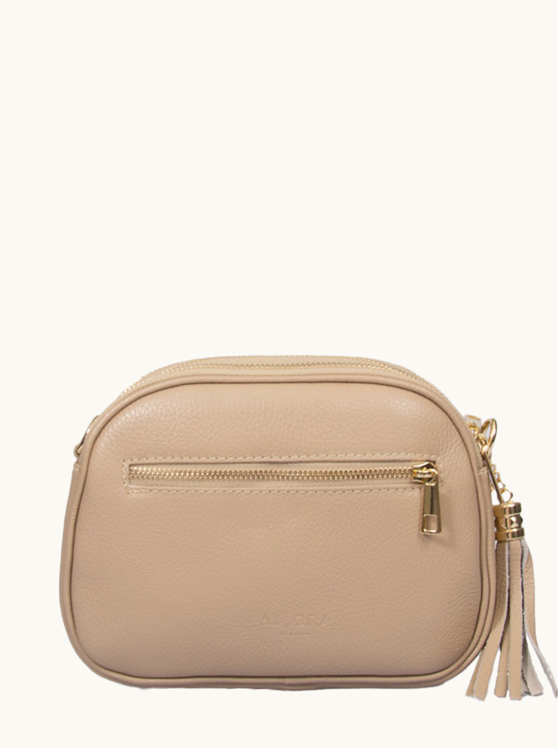 Small handbag ALLORA beige natural leather 17 cm x 23 cm PREMIUM image 3