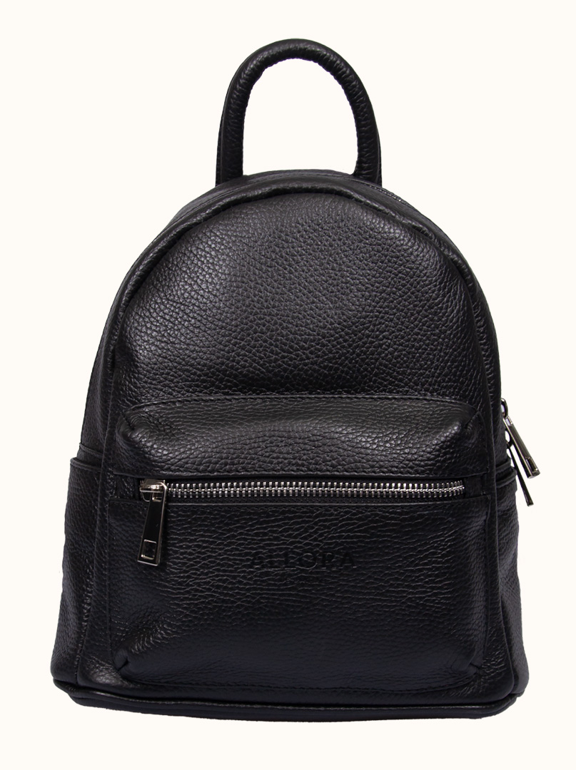 ALLORA black leather backpack 23 cm x 32 cm PREMIUM image 1
