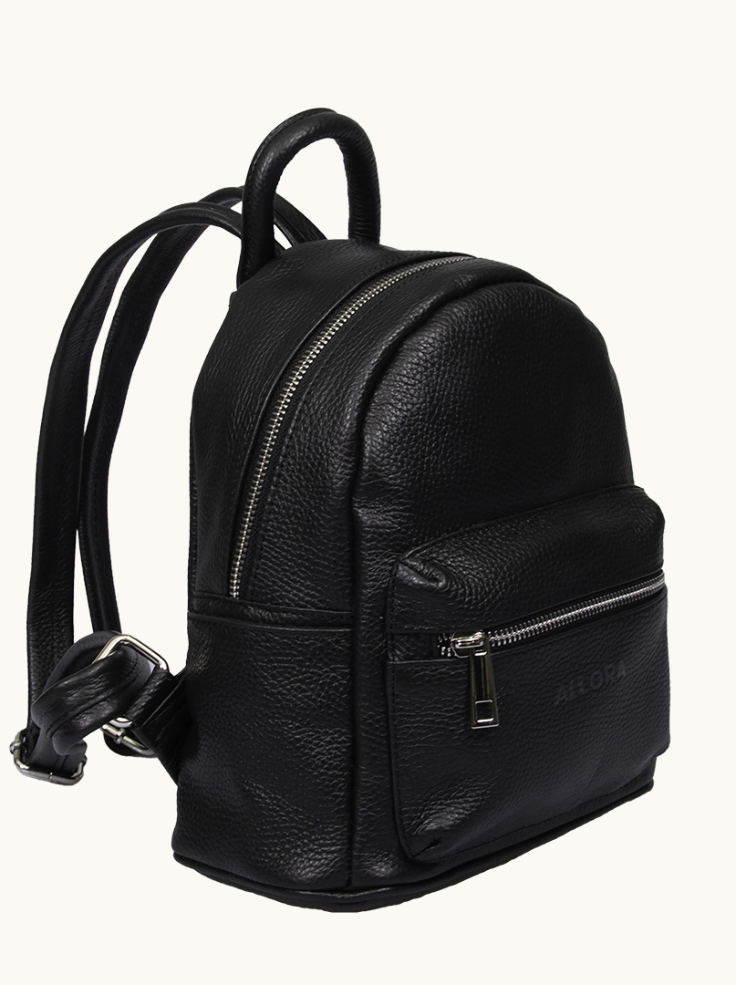 ALLORA black leather backpack 23 cm x 32 cm PREMIUM image 2