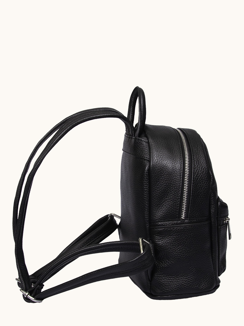 ALLORA black leather backpack 23 cm x 32 cm PREMIUM image 3