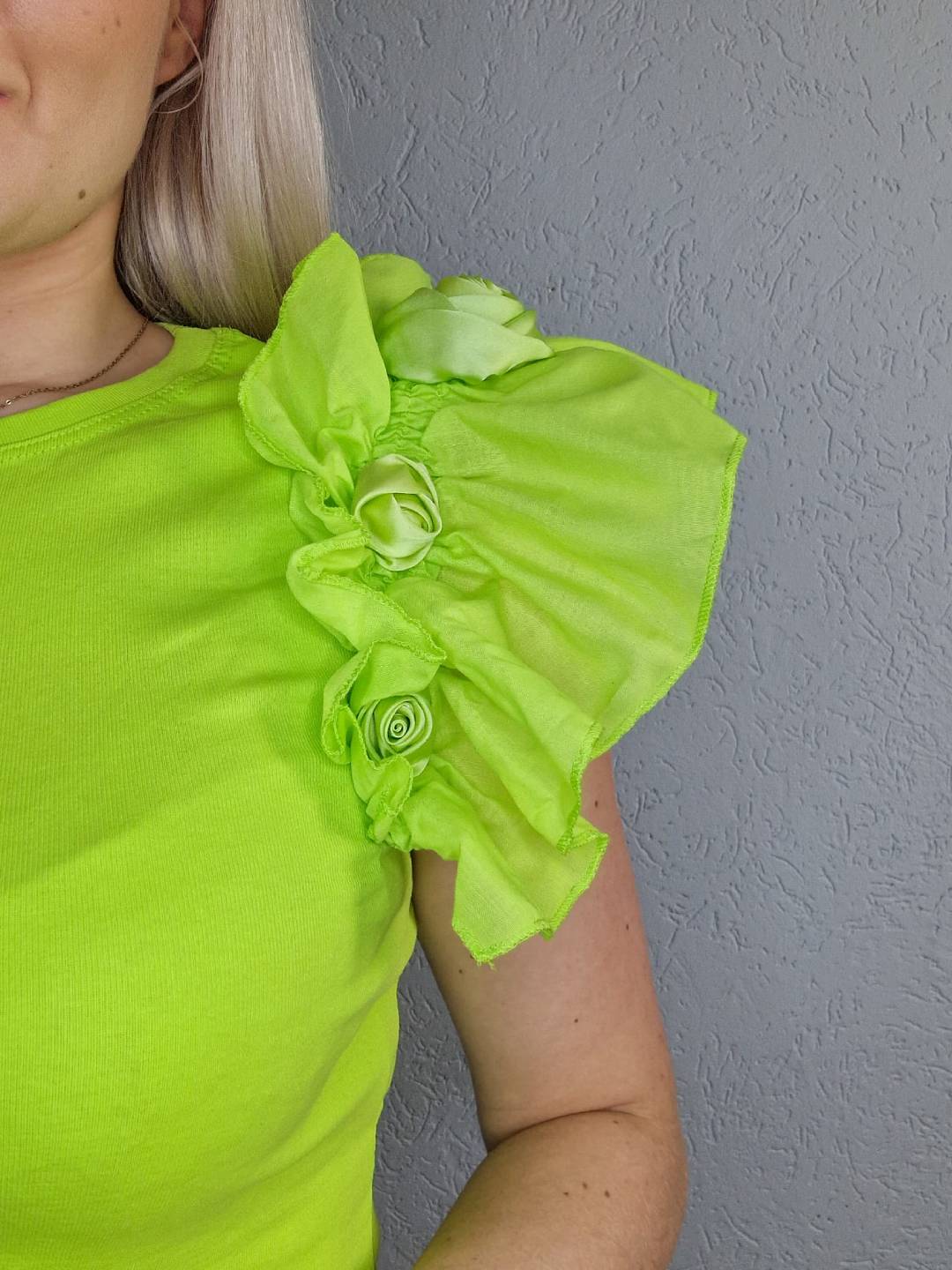 T-Shirt Falbanka Róża Limonka zdjęcie 2