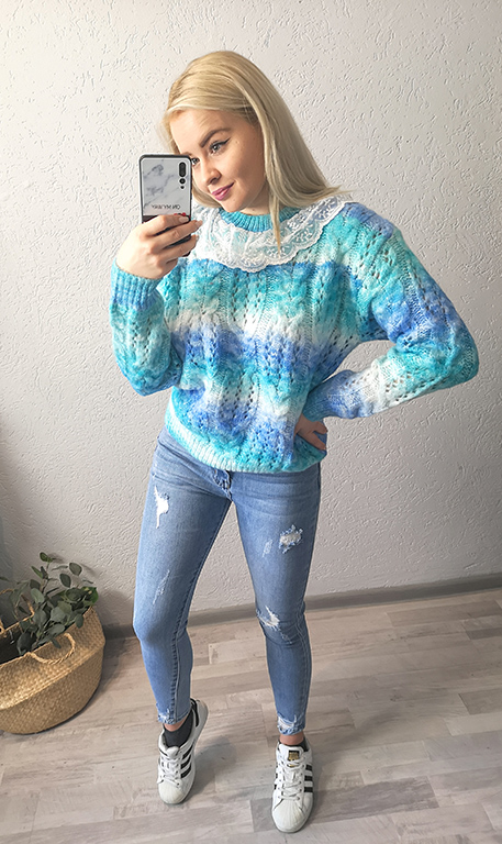 Sweter Rainbow Turkusowy zdjęcie 1