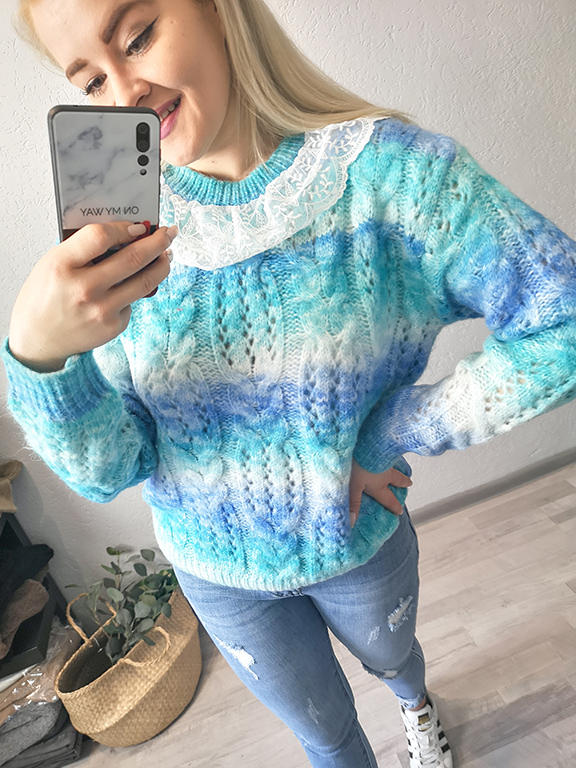 Sweter Rainbow Turkusowy zdjęcie 2