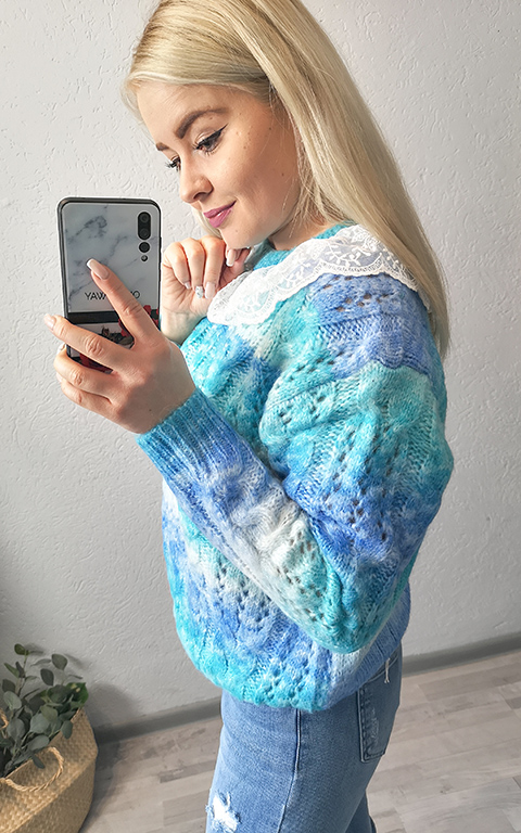 Sweter Rainbow Turkusowy zdjęcie 3