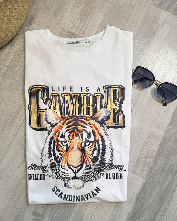 T-shirt Tiger Biały zdjęcie 1