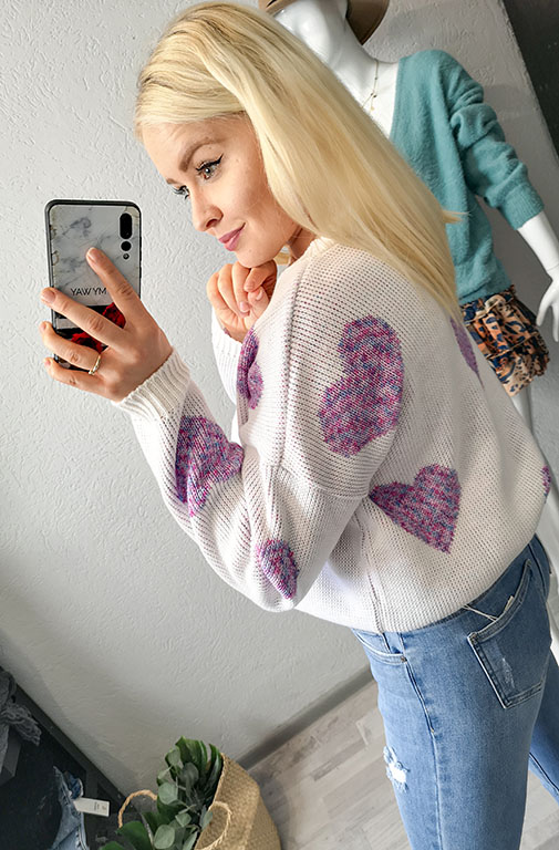 Sweter Heart Bialy zdjęcie 3