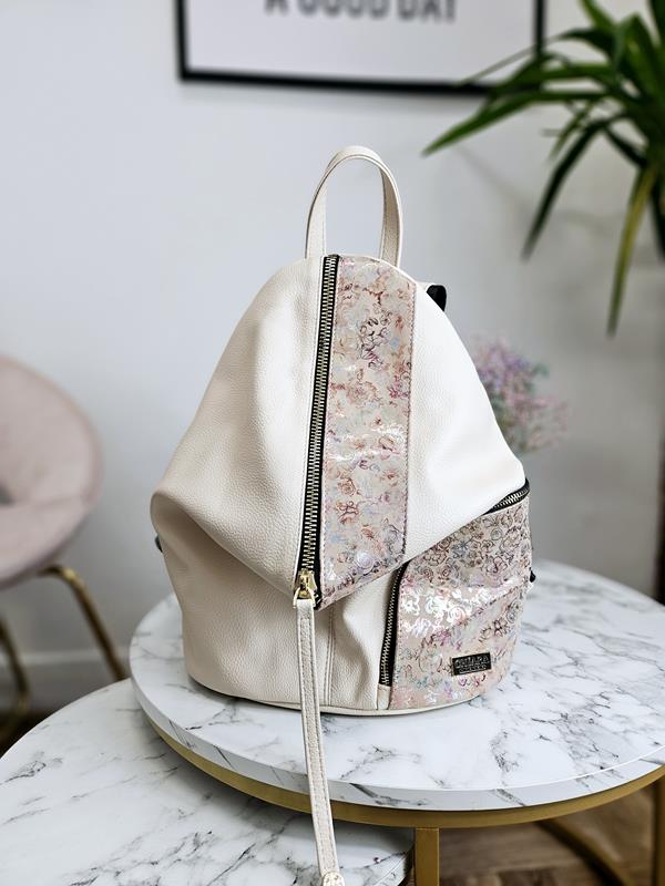 HIT świetny plecak Chiara w kolorze beżowym z dodatkiem kwiatowego printu zdjęcie 2