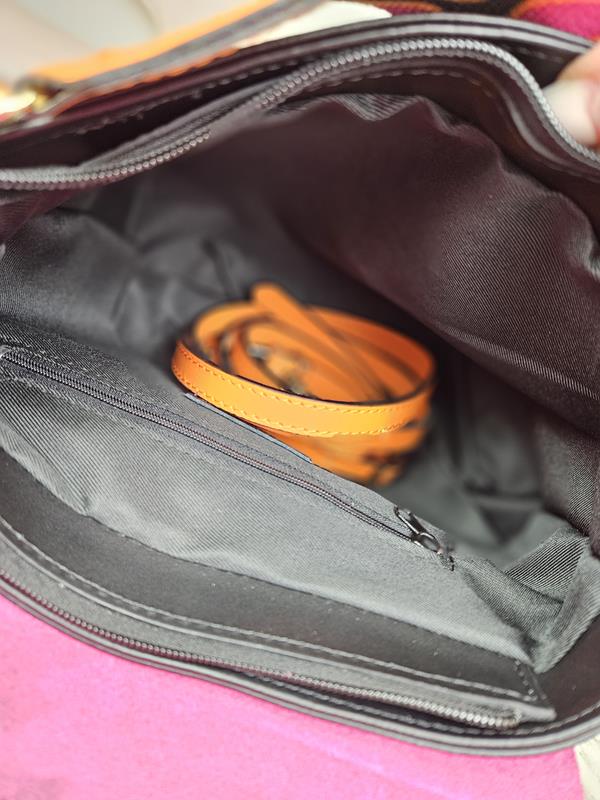 HIT nowoczesny vintage EGO torebka w kolorze czarnym z dodatkiem pomarańczowego i burgundowego skóra naturalna zdjęcie 4