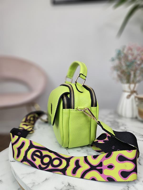 HIT piękna torebka-bułeczka EGO w kolorze limonkowym skóra naturalna zdjęcie 2