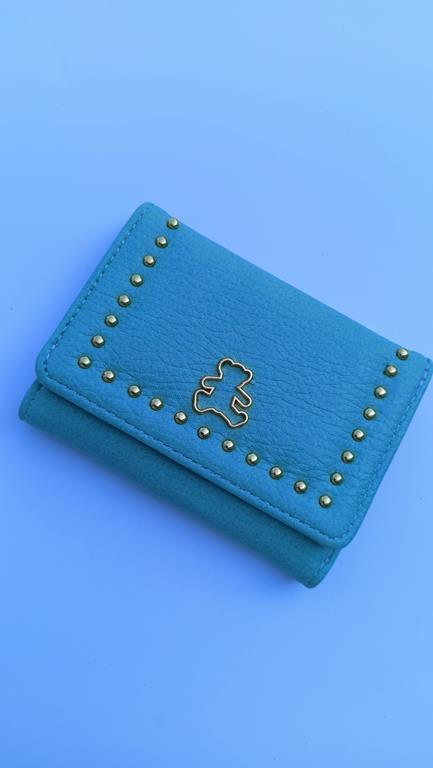Mały miętowy portfel Lulu Castagnette  ze złotymi ćwiekami zdjęcie 1