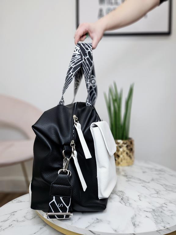 HIT shopperka z kolekcji seven senses EGO w kolorze czarnym z białą kieszonką zdjęcie 2
