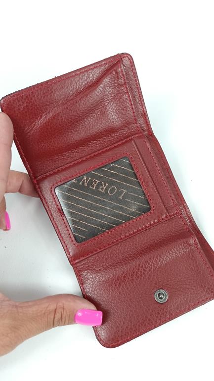 Mini portfel z klapką Lorenti różowy w róże skóra naturalna zdjęcie 3