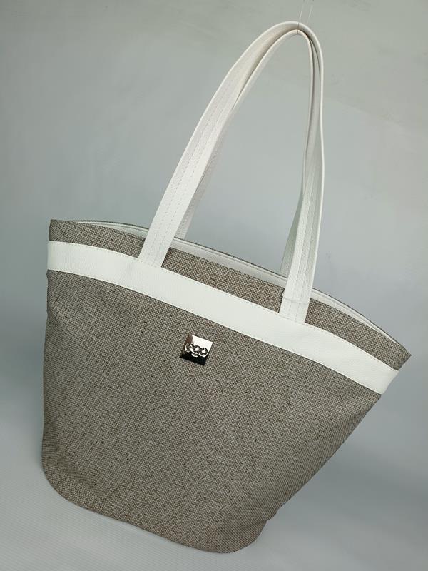 HIT piękna torebka EGO szara z dodatkiem bieli i srebrnymi okuciami zdjęcie 1
