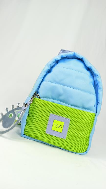Plecak EGO w kolorze baby blue z zieloną kieszonką zdjęcie 1