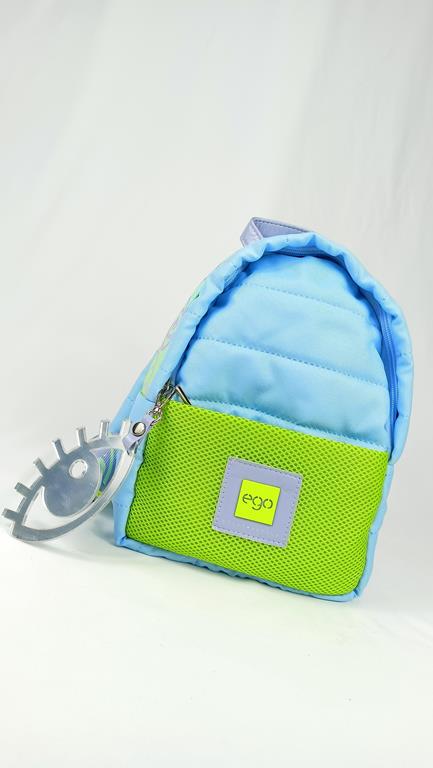 Plecak EGO w kolorze baby blue z zieloną kieszonką zdjęcie 2