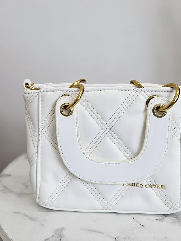 HIT piękna torebka Enrico Coveri biała pikowana instagramerka zdjęcie 3