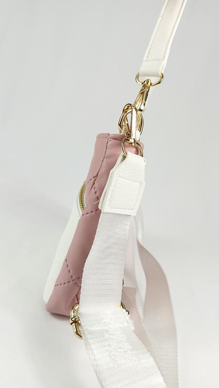 HIT świetna pikowana torebka Massimo Contti w kolorze jasno-różowym z białą kieszonką z przodu zdjęcie 4