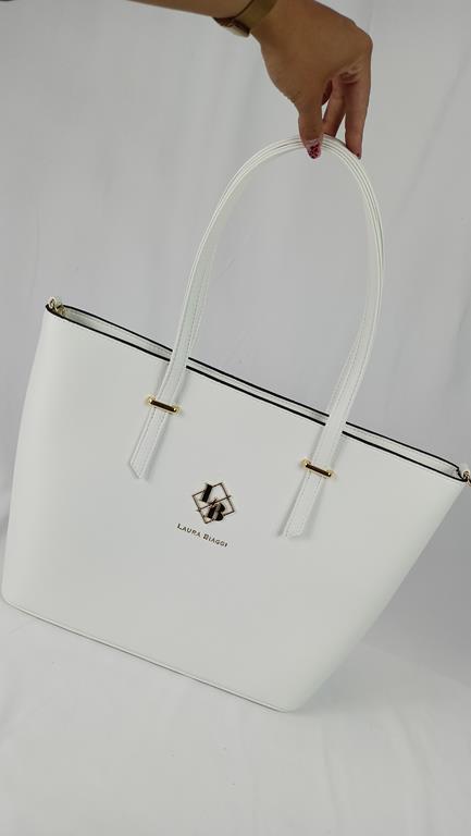 Klasyczna duża shopperka Laura Biaggi w kolorze białym zdjęcie 2