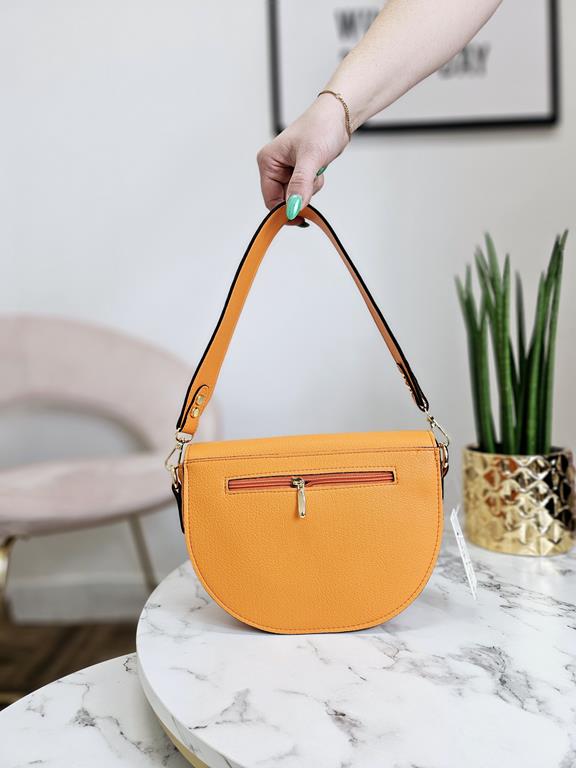 HIT półokrągła torebka Laura Biaggi ekoskóra w kolorze pomarańczowym w minimalistycznym stylu zdjęcie 3