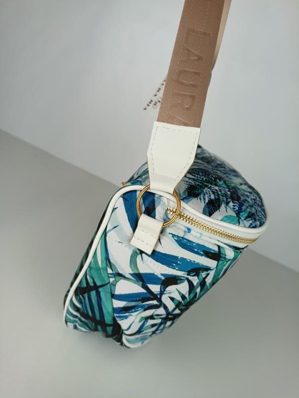 HIT torebka chlebaczek Laura Biaggi biały w zielono-niebieskie wzory zdjęcie 3
