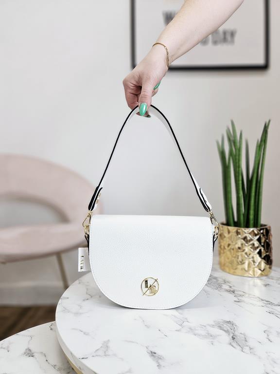HIT półokrągła torebka Laura Biaggi ekoskóra w kolorze białym w minimalistycznym stylu zdjęcie 1