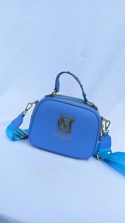 Śliczny kuferek Massimo Contti w kolorze błękitnym skóra naturalna zdjęcie 3