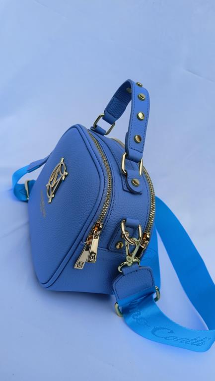 Śliczny kuferek Massimo Contti w kolorze błękitnym skóra naturalna zdjęcie 4