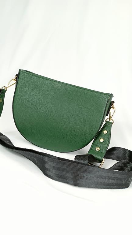 Piękna półokrągła zielona torebka Laura Biaggi z zamszową klapką z przodu zdjęcie 4