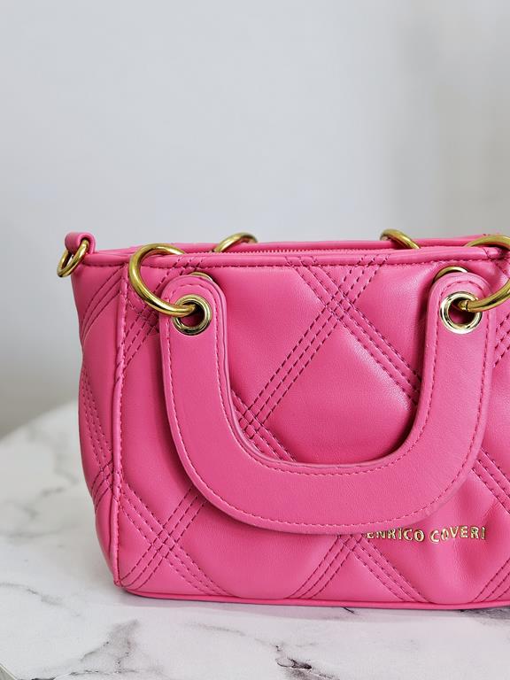 HIT piękna torebka Enrico Coveri różowa pikowana instagramerka zdjęcie 3