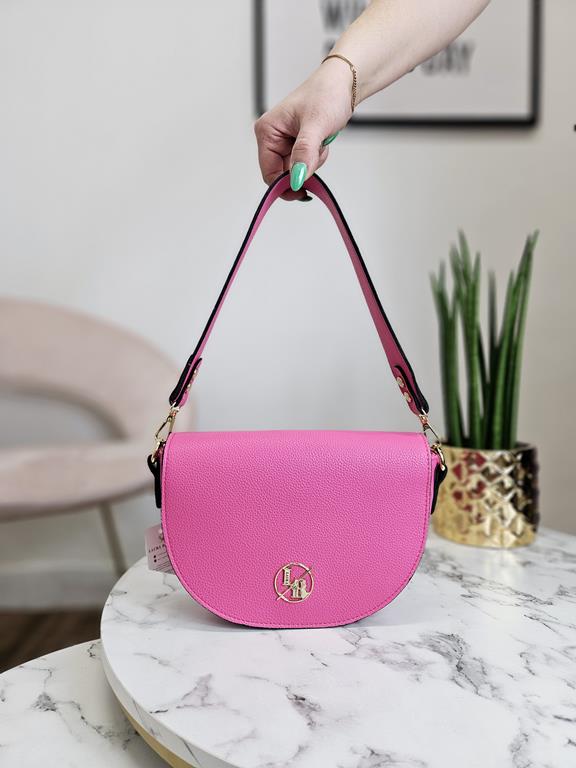 HIT półokrągła torebka Laura Biaggi ekoskóra w kolorze różowym w minimalistycznym stylu zdjęcie 1