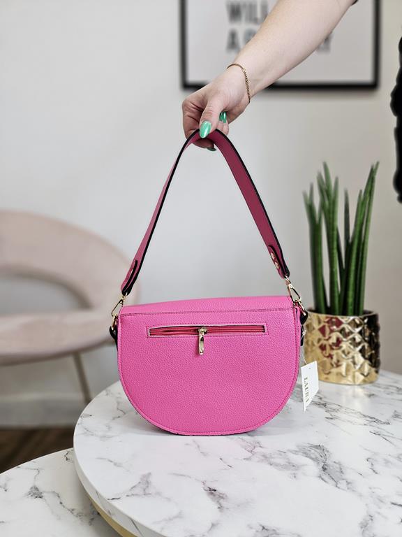 HIT półokrągła torebka Laura Biaggi ekoskóra w kolorze różowym w minimalistycznym stylu zdjęcie 3