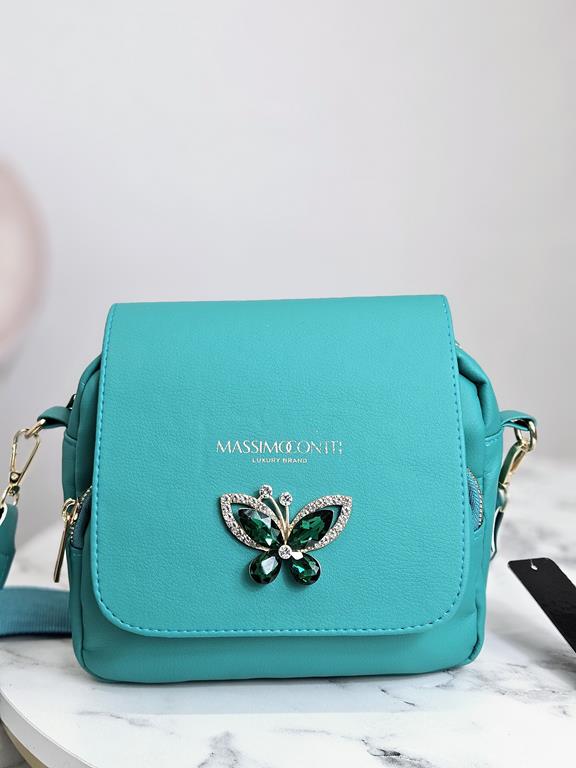 HIT piękna torebka motyl Massimo Contti w kolorze zielonym z klapką zdjęcie 2