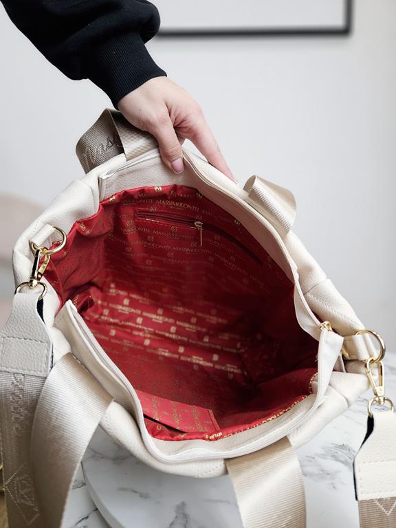 Świetna pikowana torebka Massimo Contti  w kolorze beżowym zdjęcie 4
