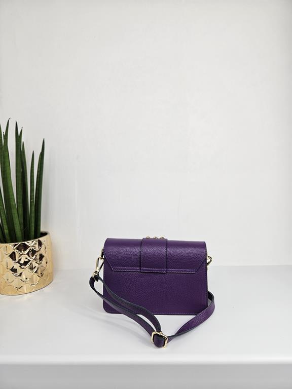 HIT piękna mała torebka Massimo Contti z ćwiekami w kolorze fioletowym skóra naturalna zdjęcie 3