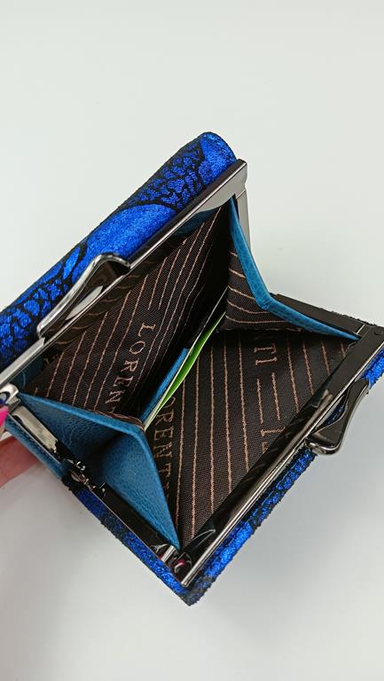 Mini portfel z klapką Lorenti niebieski w  motyle skóra naturalna zdjęcie 4