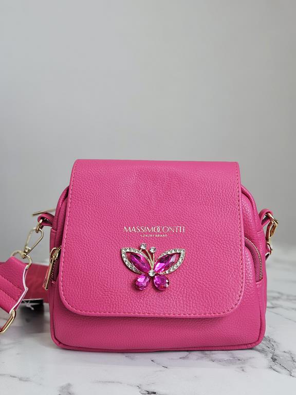 HIT piękna torebka motyl Massimo Contti w kolorze różowym z klapką zdjęcie 2