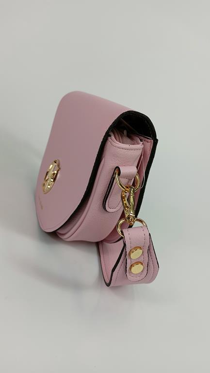 HIT śliczna półokrągła torebka Laura Biaggi jasno-różowa ekoskóra delikatnie tłoczona w minimalistycznym stylu zdjęcie 2