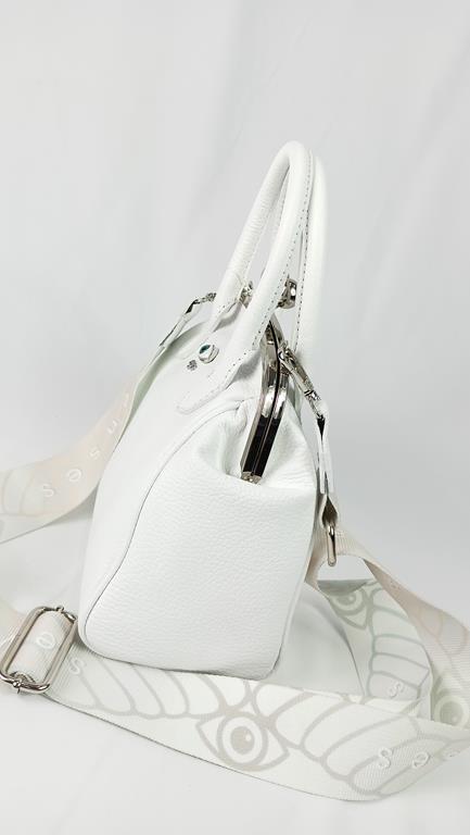HIT LOCA piękna torebka EGO zapinana na bigiel w kolorze białym skóra naturalna zdjęcie 4